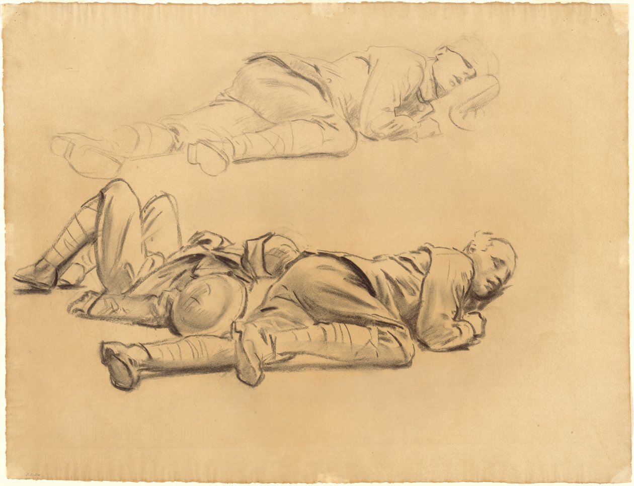 Estudos para Gassed, 1918-1919. de John Singer Sargent