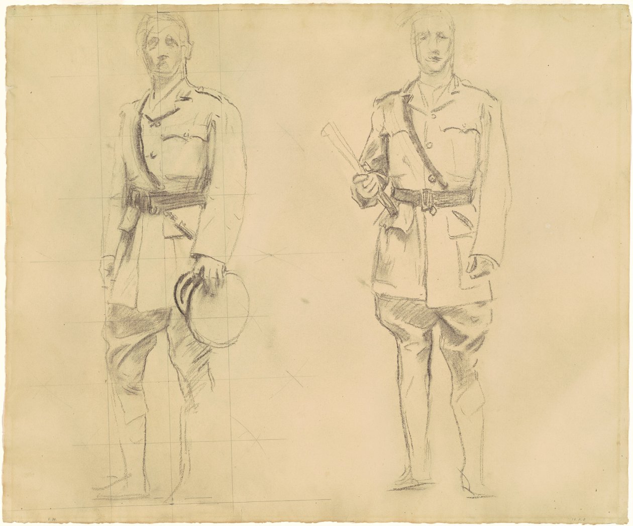 Estudos dos generais Plumer e Haig para oficiais generais da Primeira Guerra Mundial [reto], 1920-1922. de John Singer Sargent