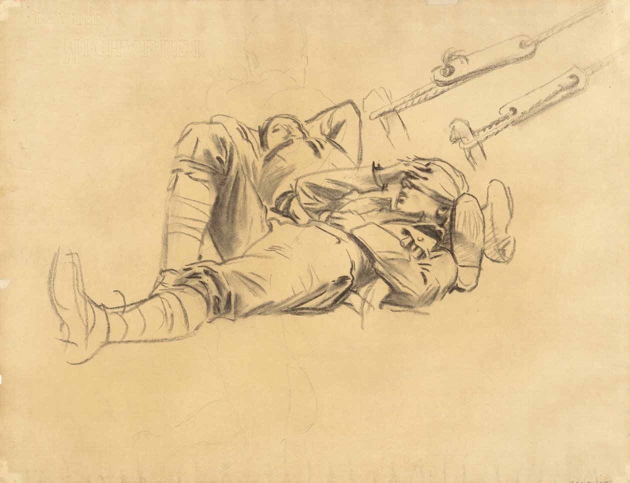 Estudo para Gassed, 1918-9 (carvão e grafite sobre papel) de John Singer Sargent