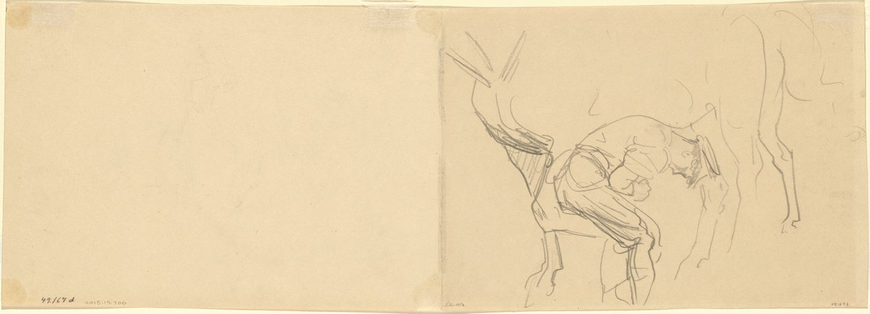 Estudo para Cavalos do Calvário de Calçado na Frente [verso], 1918. de John Singer Sargent