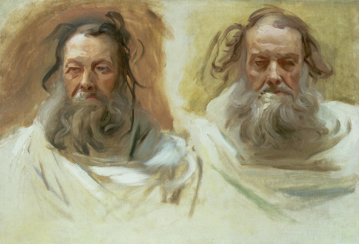 Estudo de duas cabeças: os profetas, c.1892 de John Singer Sargent