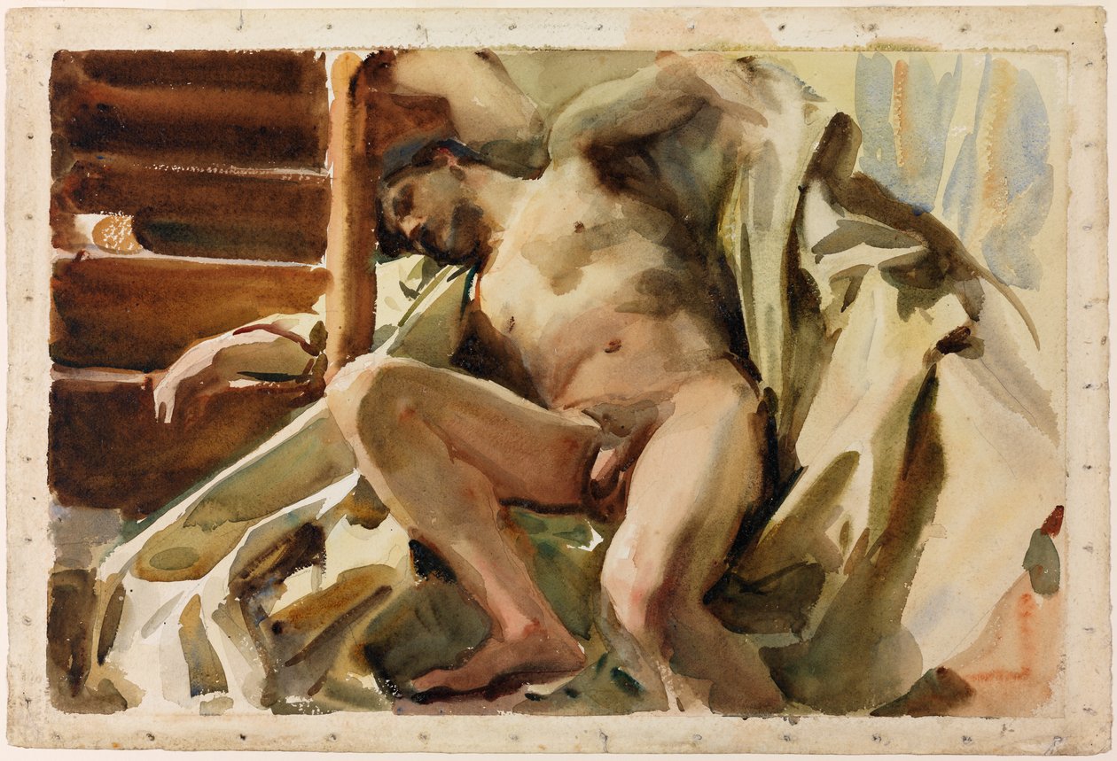 Estudo de um nu masculino reclinado de John Singer Sargent