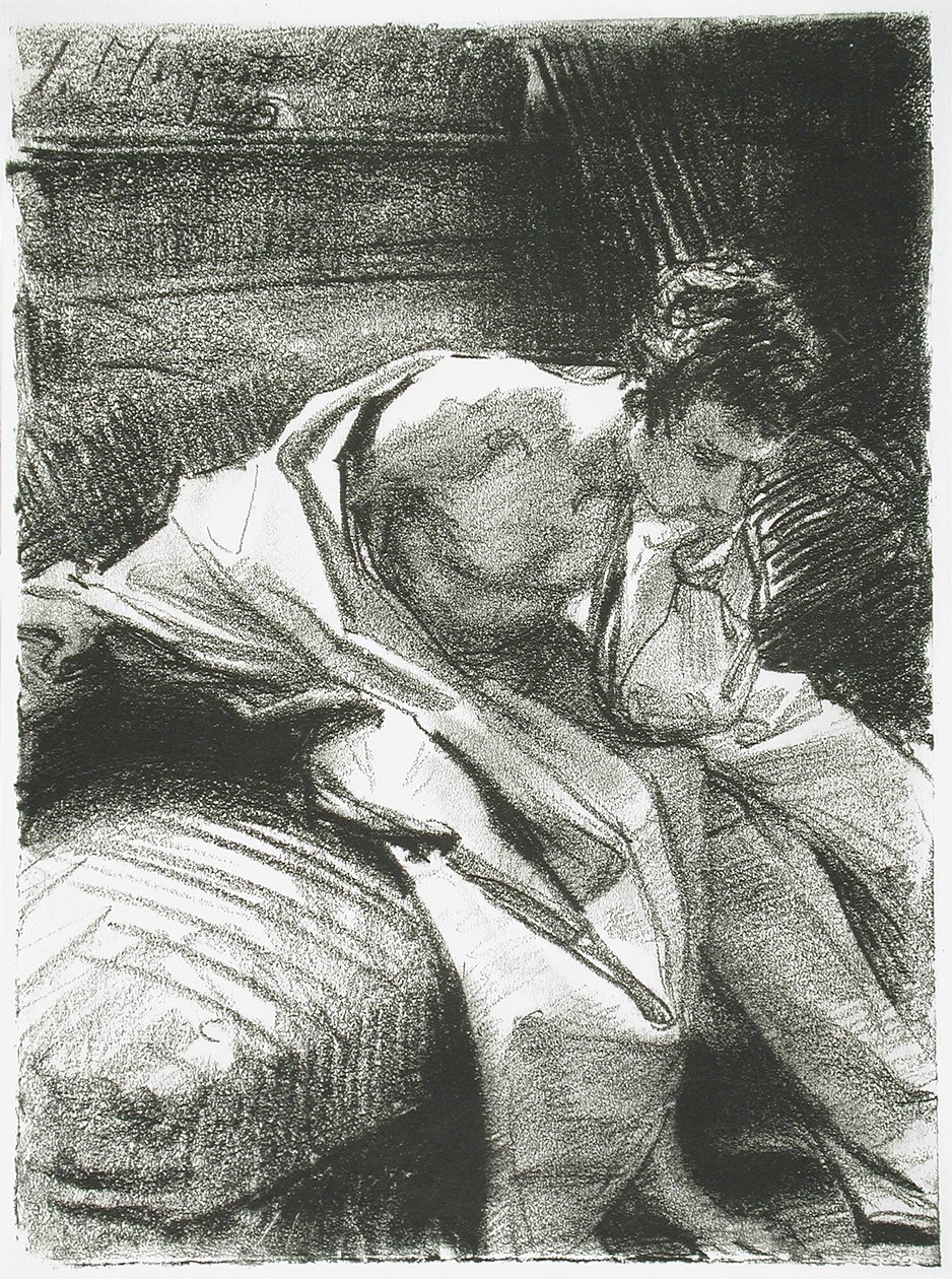 Estudo de um jovem sentado de John Singer Sargent