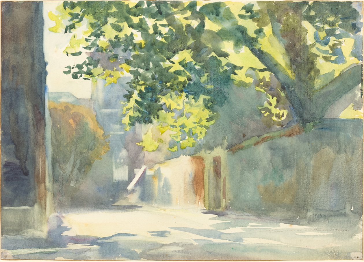Parede iluminada pelo sol debaixo de uma árvore de John Singer Sargent