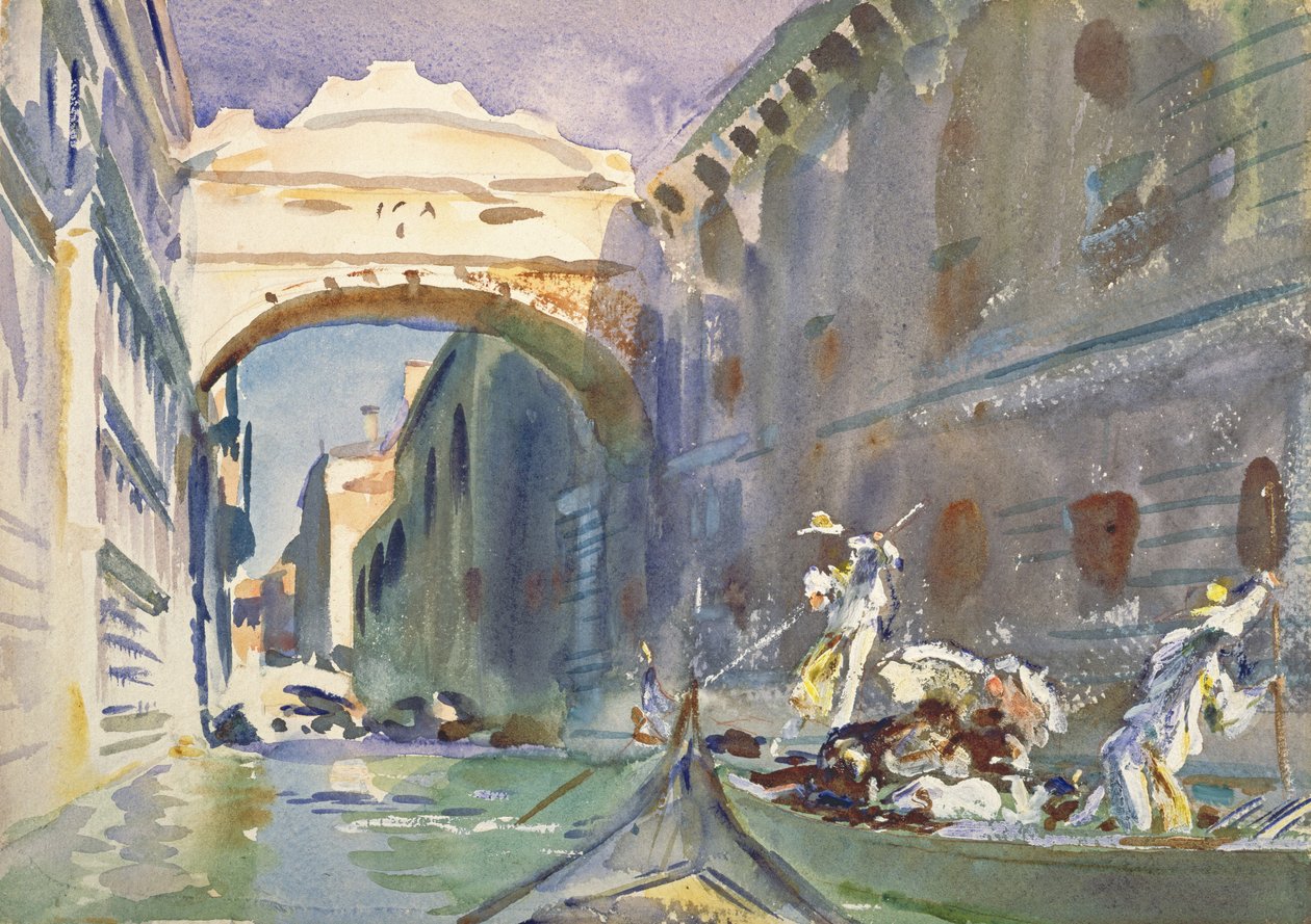 A ponte dos suspiros, c.1905-08 (wc no papel) de John Singer Sargent