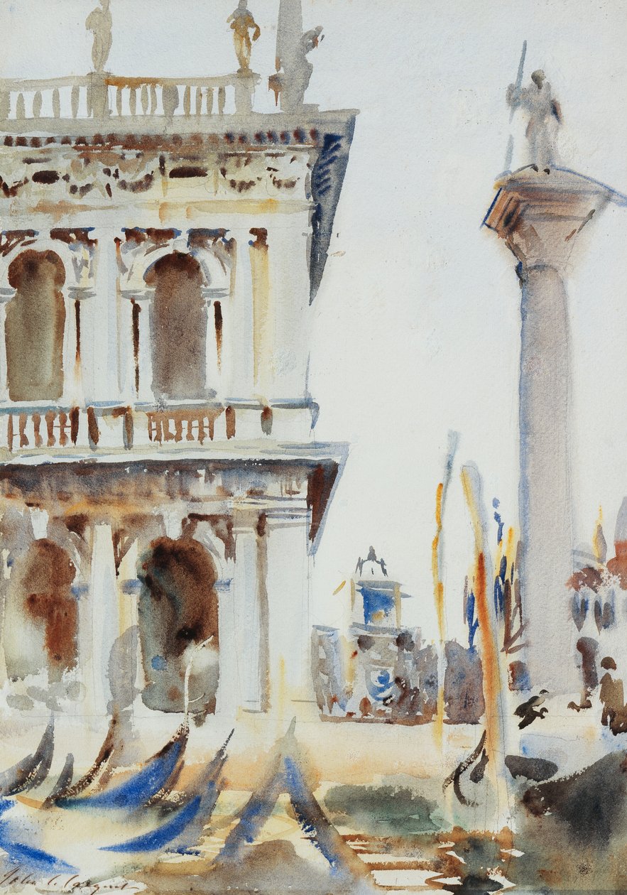 A esquina da Libreria, com a Coluna de São Teodoro, Veneza, 1904 de John Singer Sargent