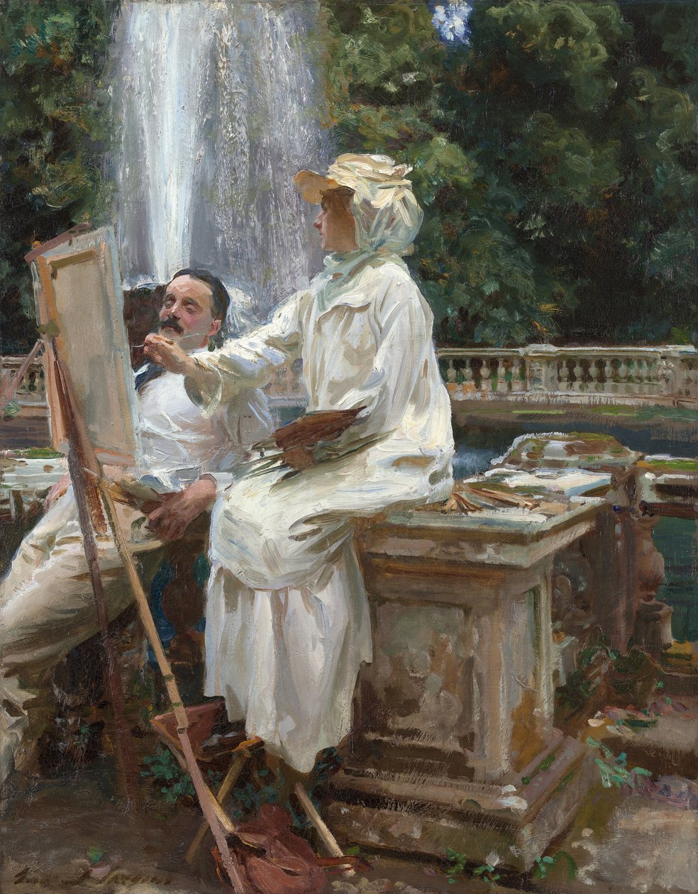 A Fonte, Villa Torlonia, Frascati, Itália de John Singer Sargent
