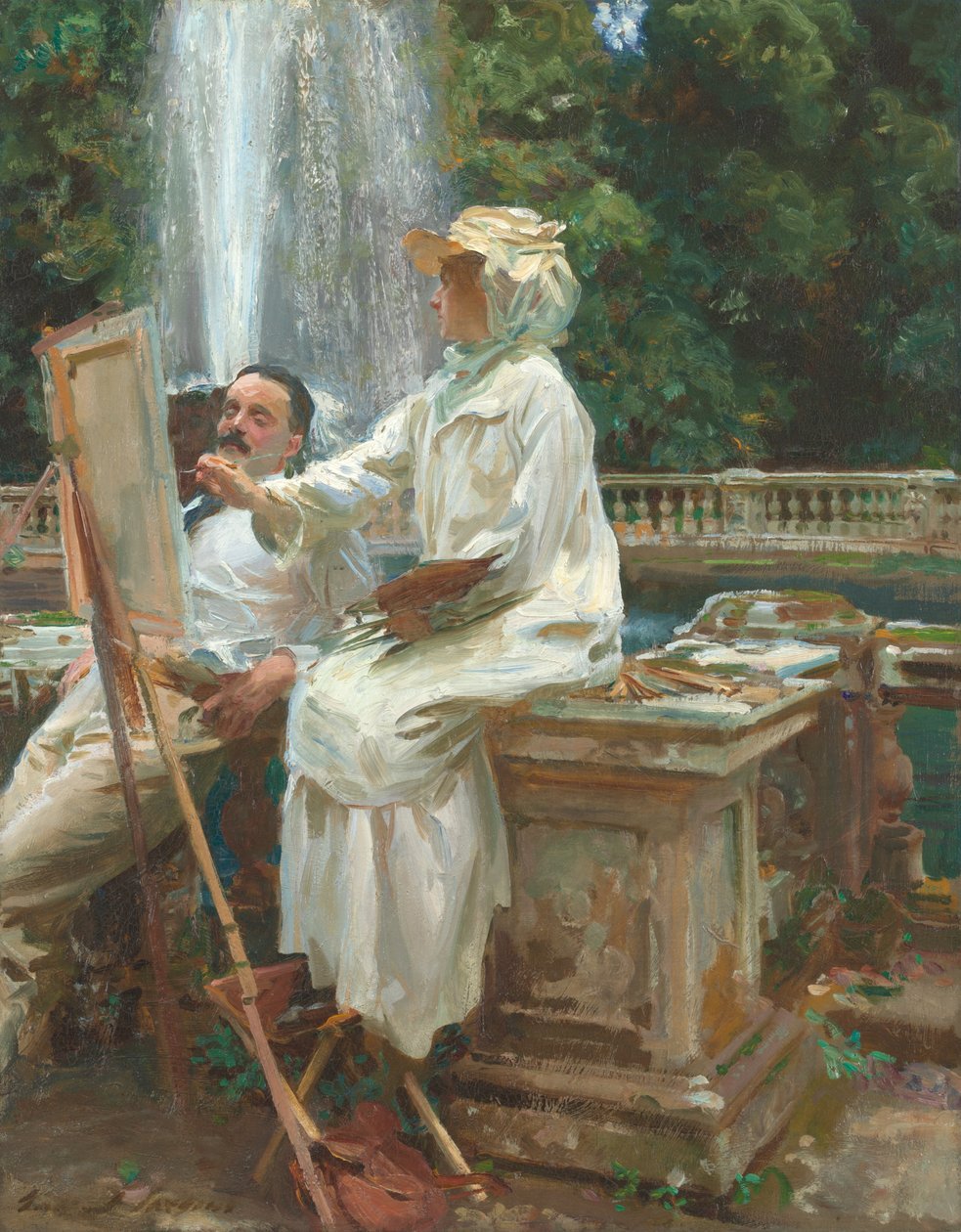 A fonte, Villa Torlonia, Frascati, Itália de John Singer Sargent