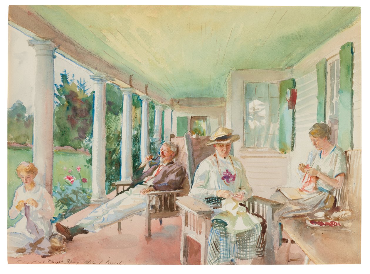 A Praça; Na varanda, c.1921-22 (aguarela e carvão sobre papel) de John Singer Sargent