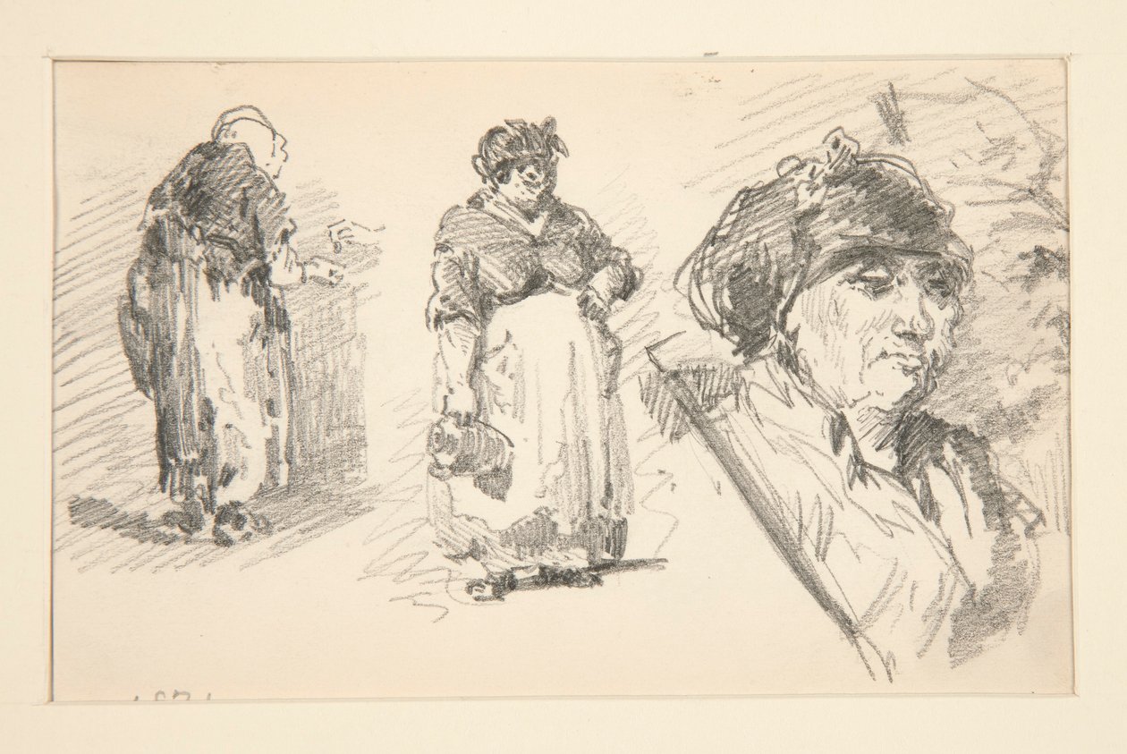 Duas figuras em pé e uma cabeça de John Singer Sargent