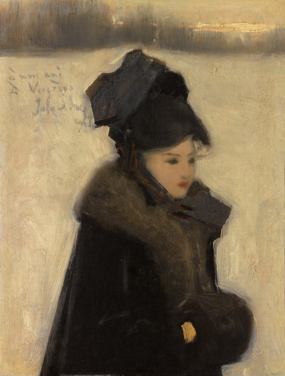 Mulher com peles, c.1880-85 (óleo sobre tela) de John Singer Sargent