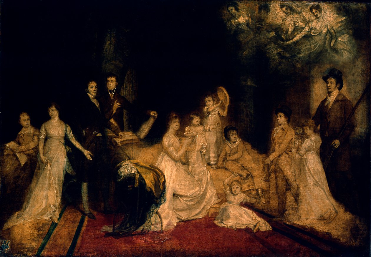 Esboço da família Knatchbull em Mersham-le-Hatch, Kent, 1800-03 de John Singleton Copley