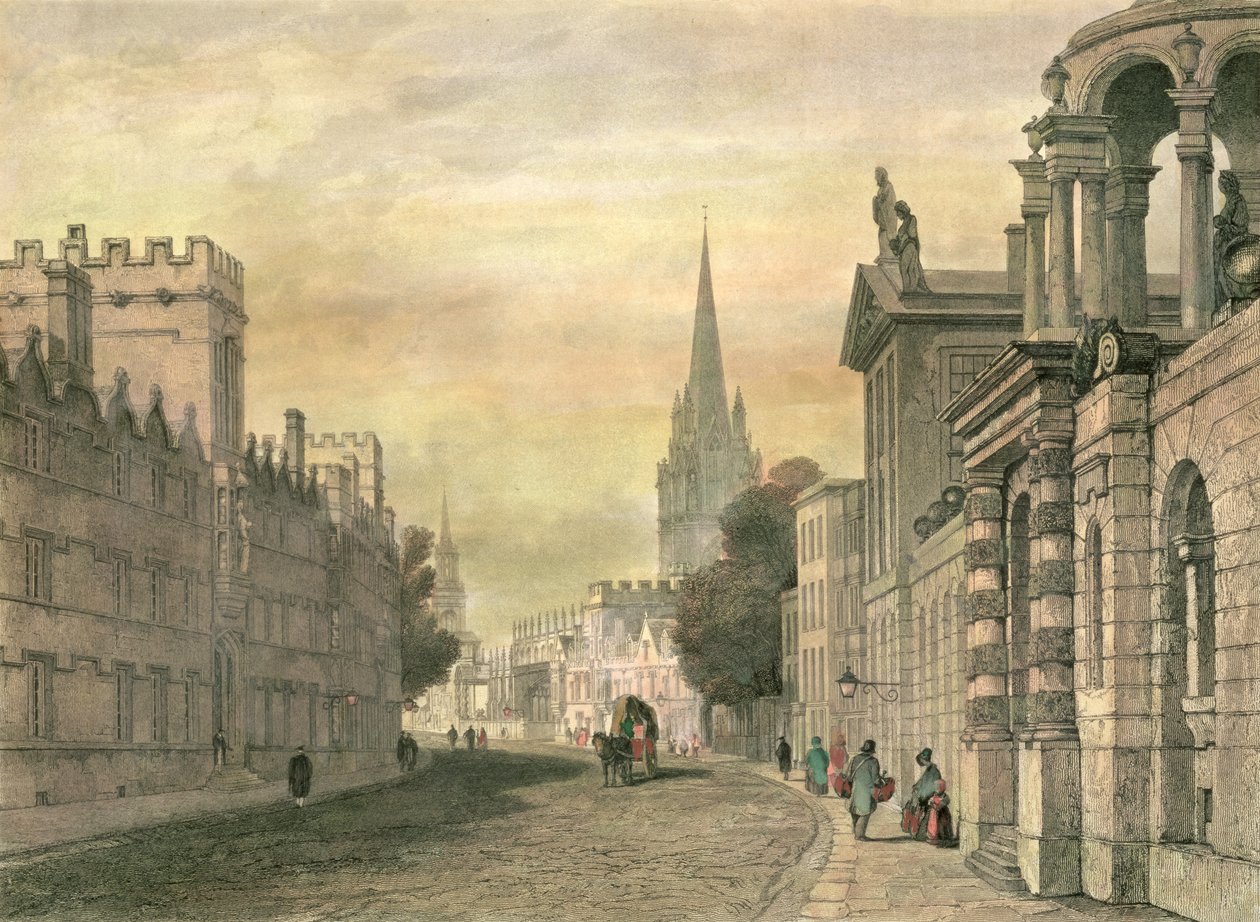 A High Street, Oxford, gravada por G. Hollis, 1835 de John Skinner Prout