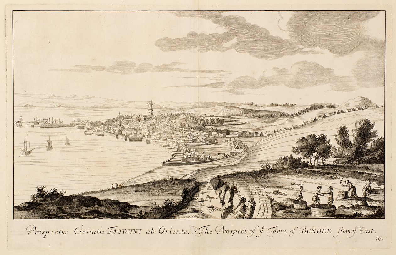 A perspectiva da cidade de Dundee, do leste de John Slezer
