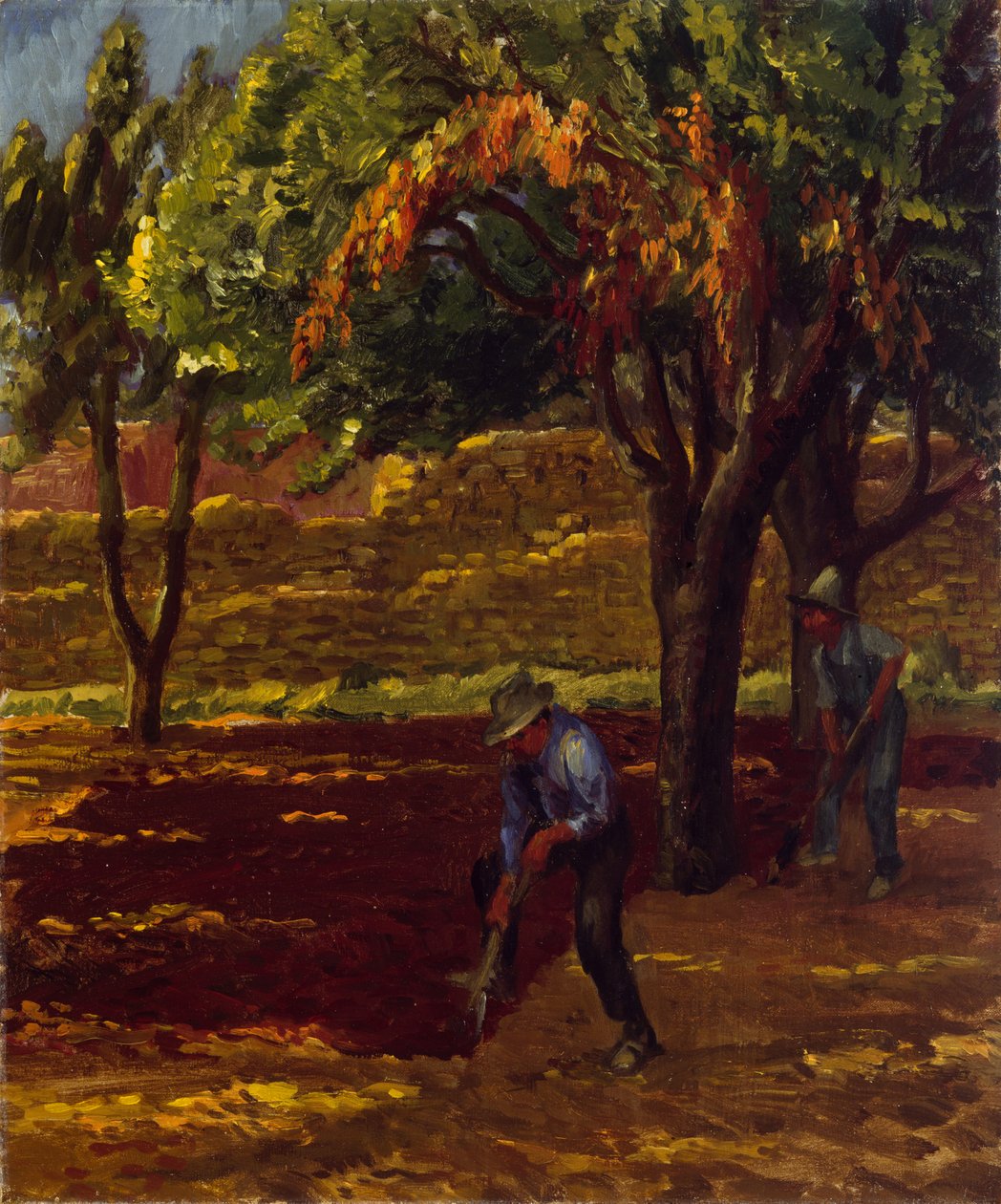 Hombres no Jardim de John French Sloan