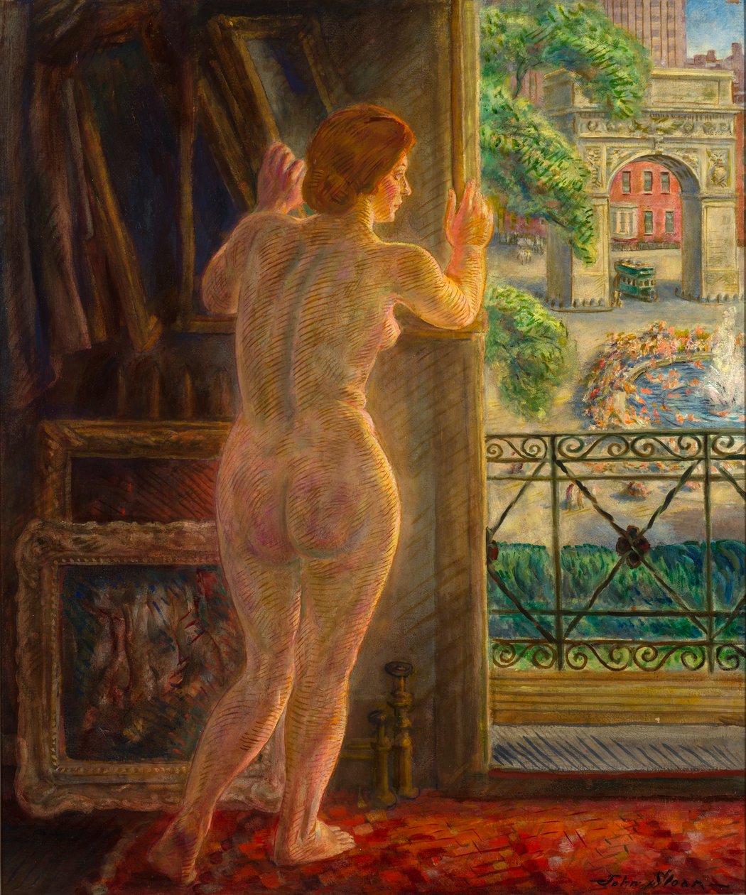 Olhando para a Praça de Washington de John French Sloan