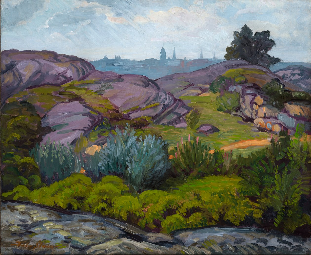 Caminho através de rochas e arbustos de John French Sloan