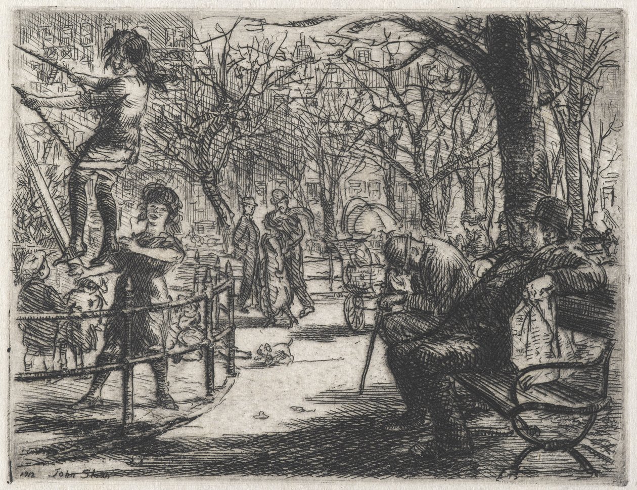 Baloiçar na Praça de John French Sloan