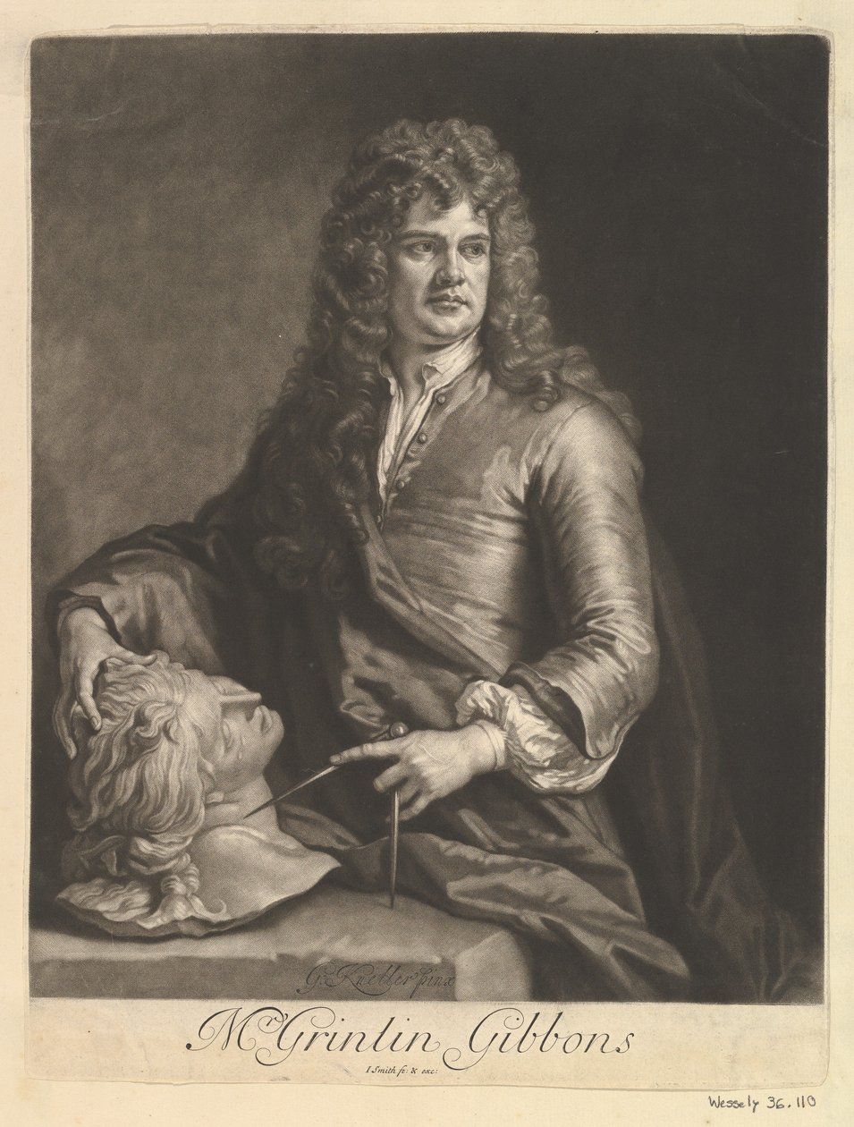 Retrato de Grinling Gibbons, 1690. de John Smith 2