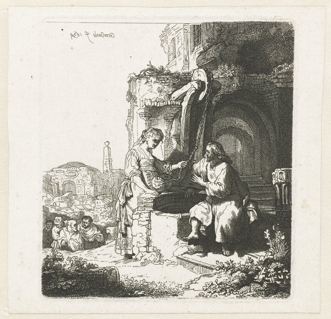 Cristo e a mulher de Samaria entre ruínas de John Smith of Chichester