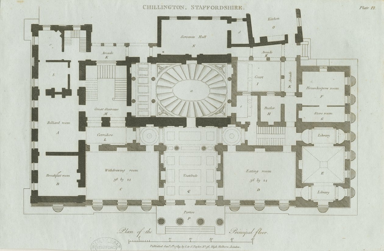 Chillington Hall: gravura de John Soane