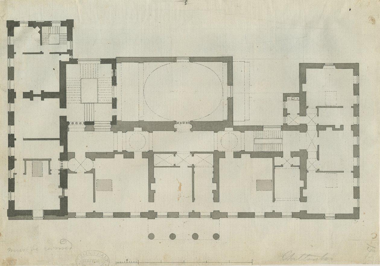Chillington Hall: desenho a lápis e caneta, nd [1789] (desenho) de John Soane