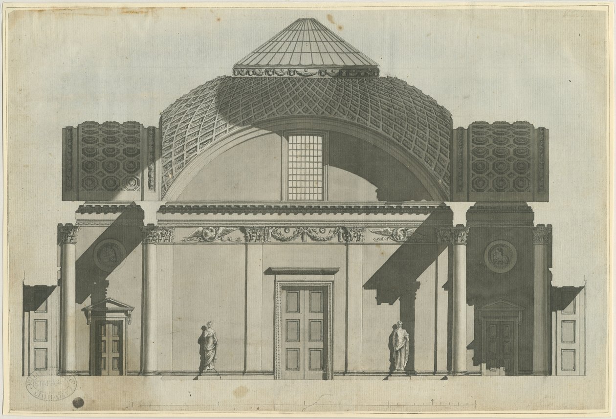 Chillington Hall: desenho sépia, nd [1789] (desenho) de John Soane
