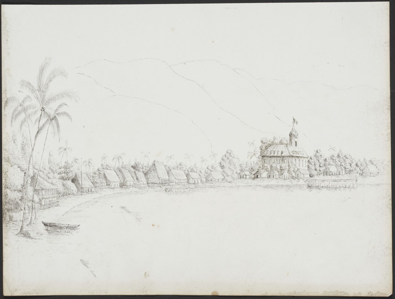 Vista do porto de Papeete, novembro de 1845 de John Speer