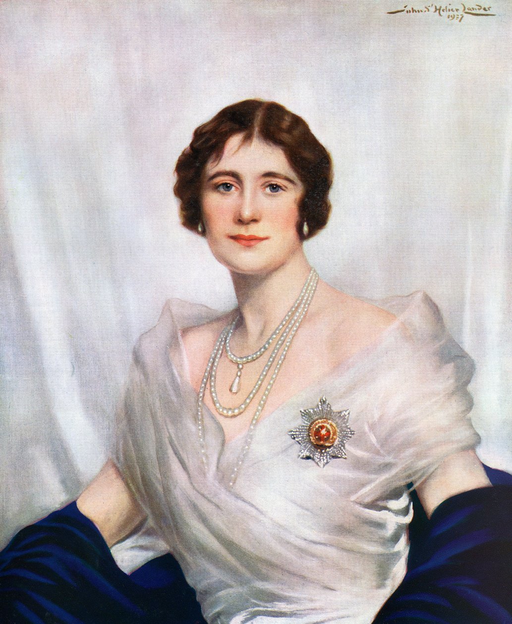 Retrato de Coroação da Rainha Isabel, a Rainha Mãe em 1937 de John St. Helier Lander