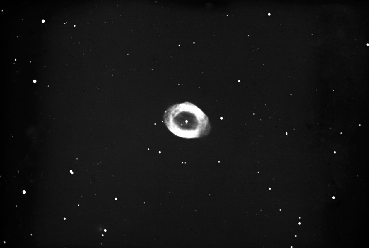 Lâmina de vidro astronómica de Nebulosa Anular em Lyra (negativo de vidro) de John Stanley Plaskett