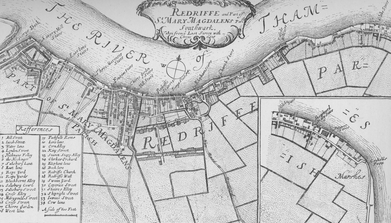 Um plano de Rotherhithe, 1755, 1912. Artistas: Desconhecido, John Stow. de John Stow