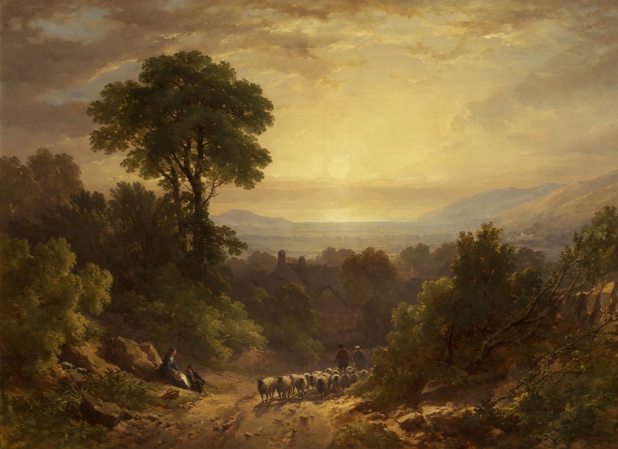 Retornando do pasto (óleo sobre tela) de John Syer