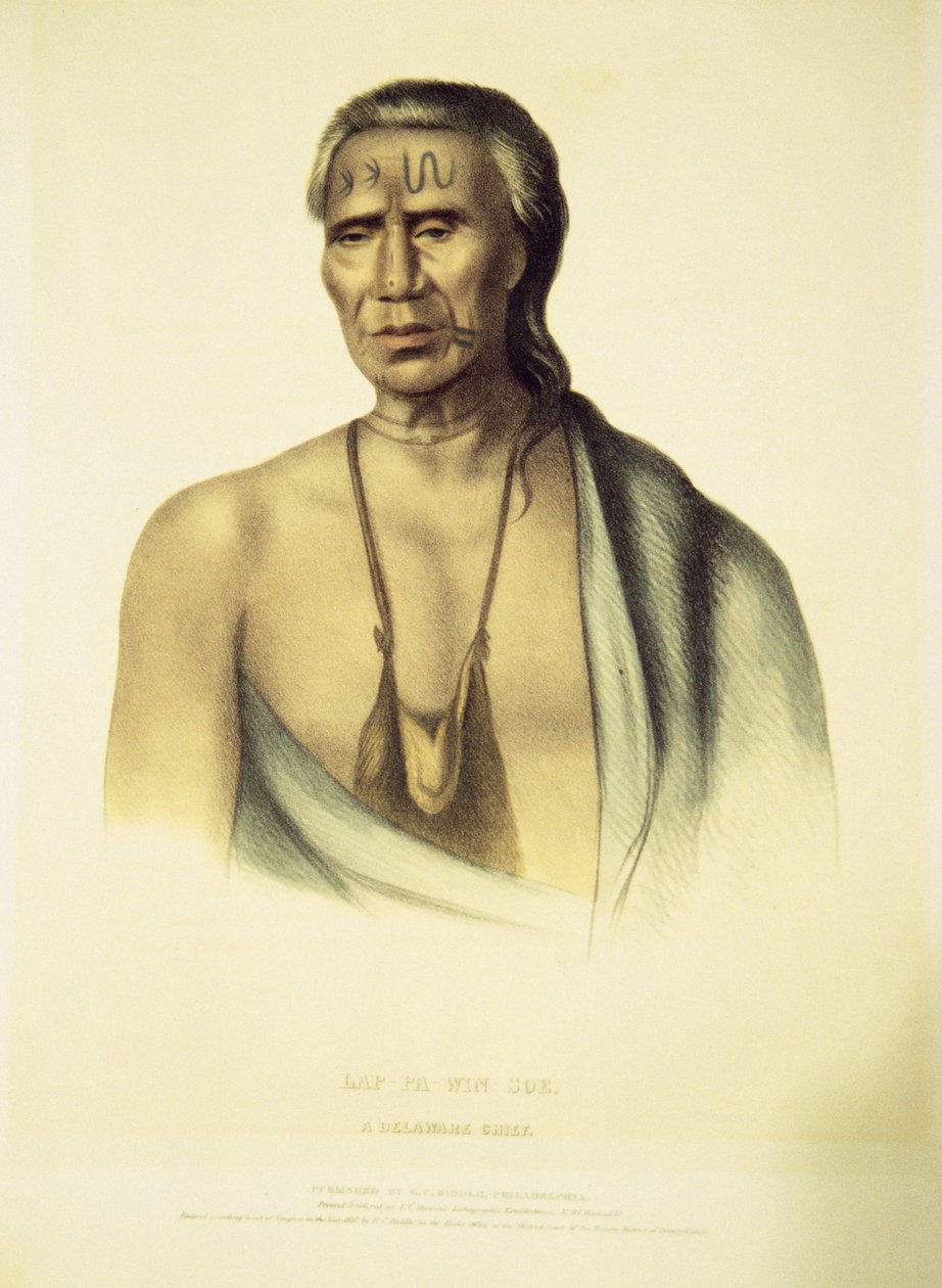 Retrato de Lap-pa-win-soe, 1837 (mão colorida litho) de John T. Bowen