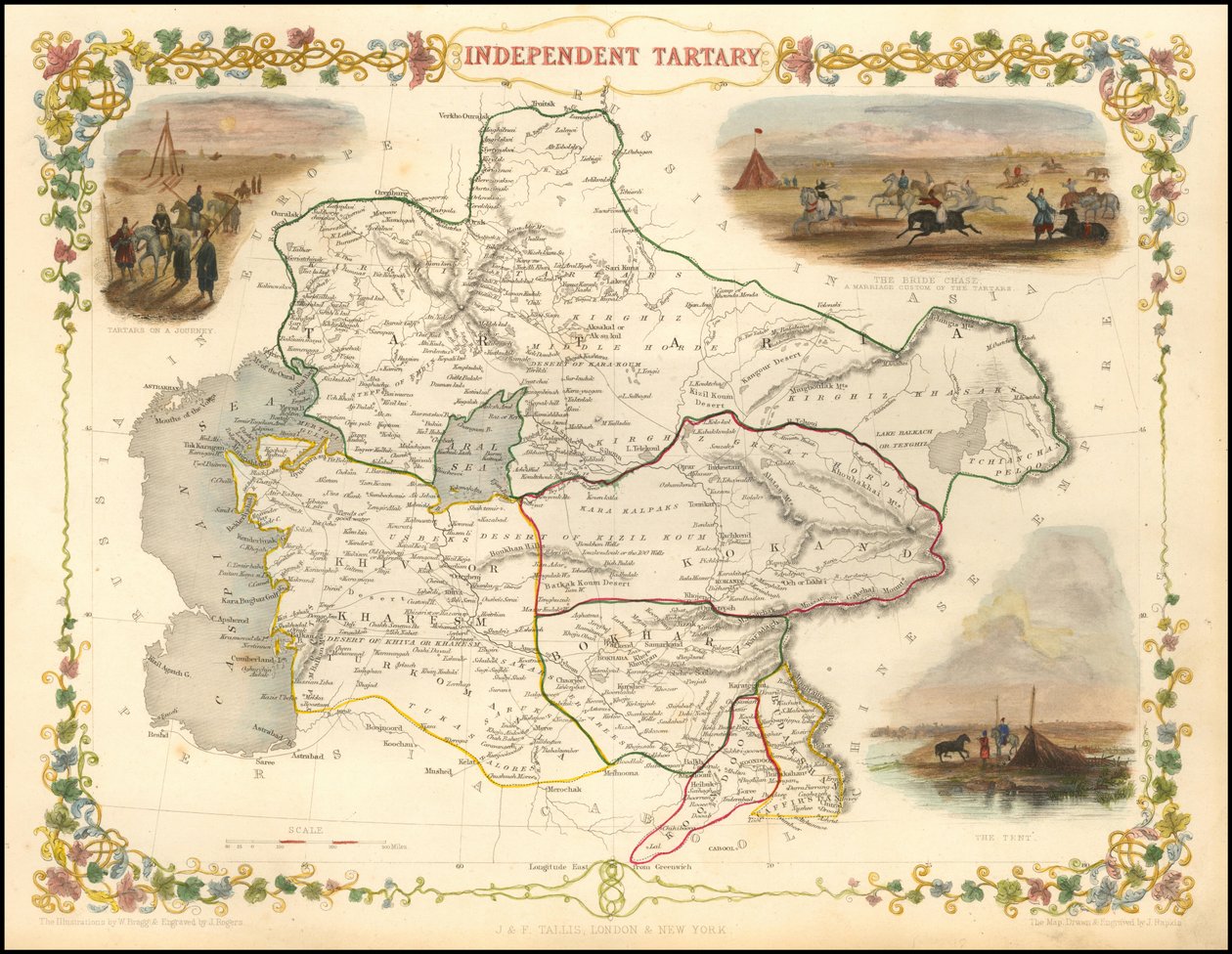 Mapa de 1851 da Tartária Independente, de John Tallis de John Tallis