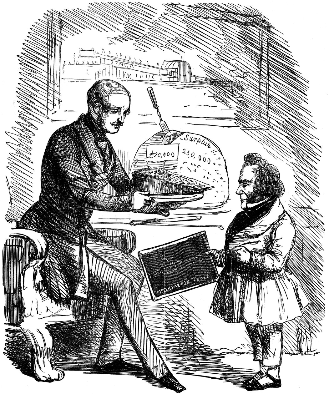 Albert, Príncipe Consorte da Rainha Vitória, e Joseph Paxton, 1851 de John Tenniel