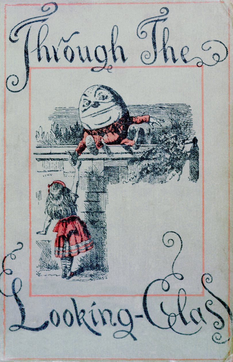 Alice e Humpty Dumpty, ilustração da capa de "Alice Through the Looking-Glass", de Lewis Carroll (1832-1898), publicada em Londres. 1898 de John Tenniel