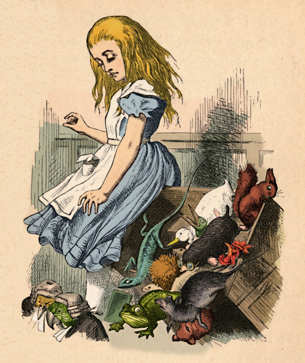 Alice e animais. Caos e a corte, 1889 de John Tenniel