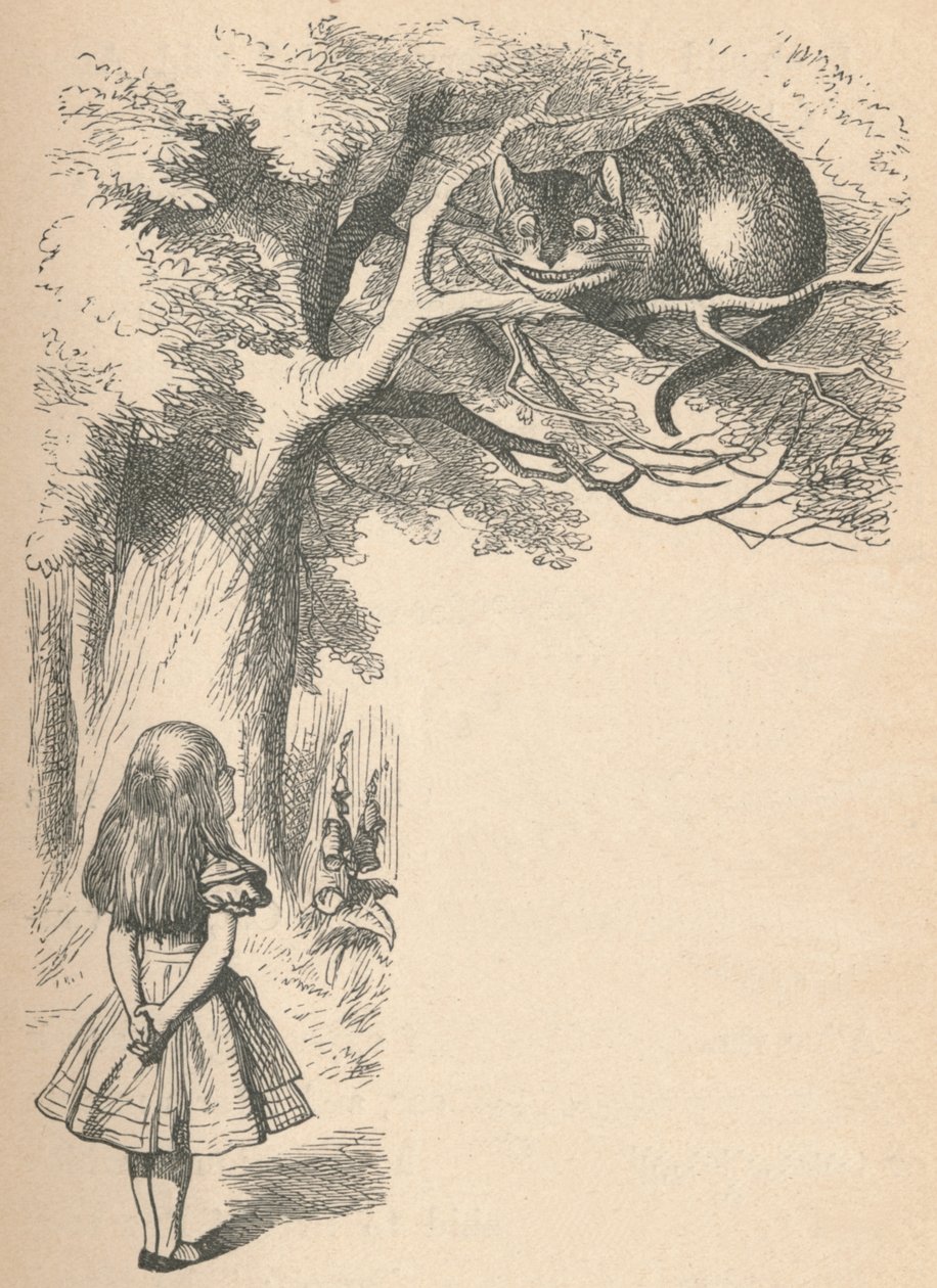 Alice e o gato de Cheshire, 1889 de John Tenniel
