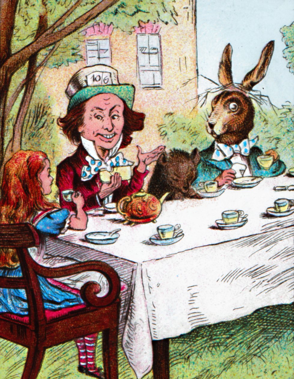 Alice no Tea Party do Mad Hatters, c1910 de John Tenniel