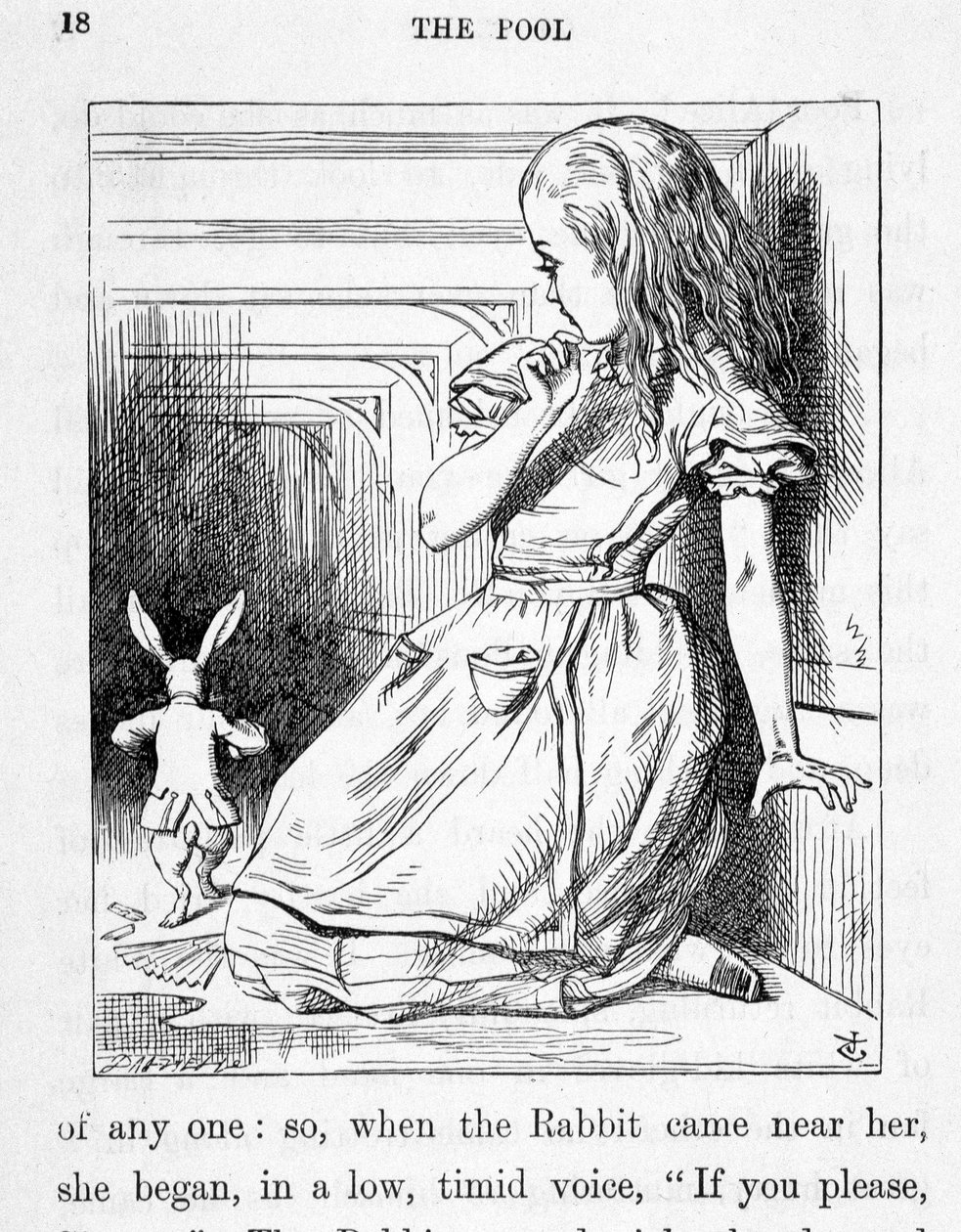 Alice et le coelho - em "As aventuras de Alice no País das Maravilhas e através do espelho" por Lewis Carroll, doente. John Tenniel (1820-1914) de John Tenniel