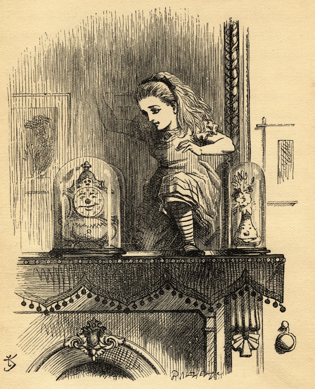 Alice na Casa do Espelho, ilustração de &39;Through the Looking Glass&39;, de Lewis Carroll (1832-1898), publicada pela primeira vez em 1871 de John Tenniel