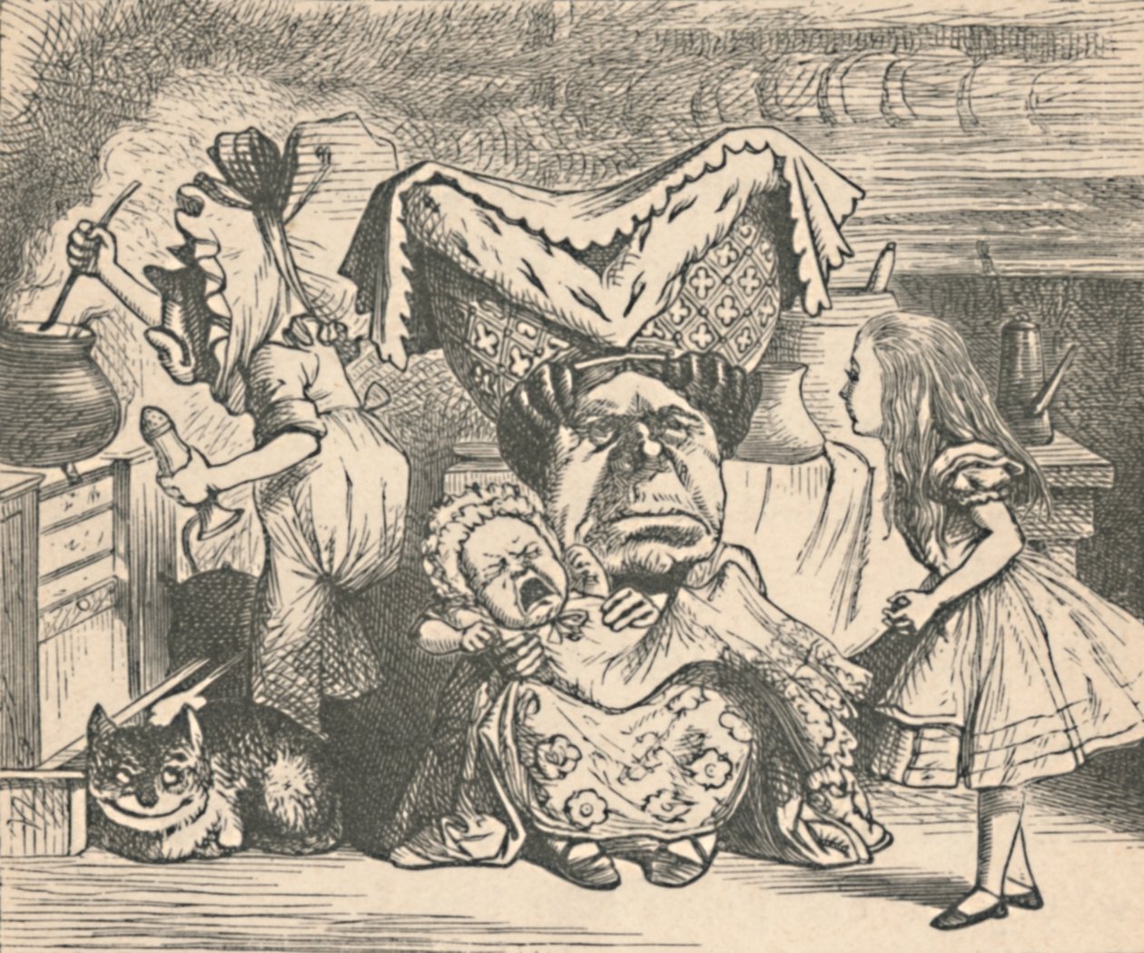 Alice, a duquesa e o bebê, 1889 de John Tenniel