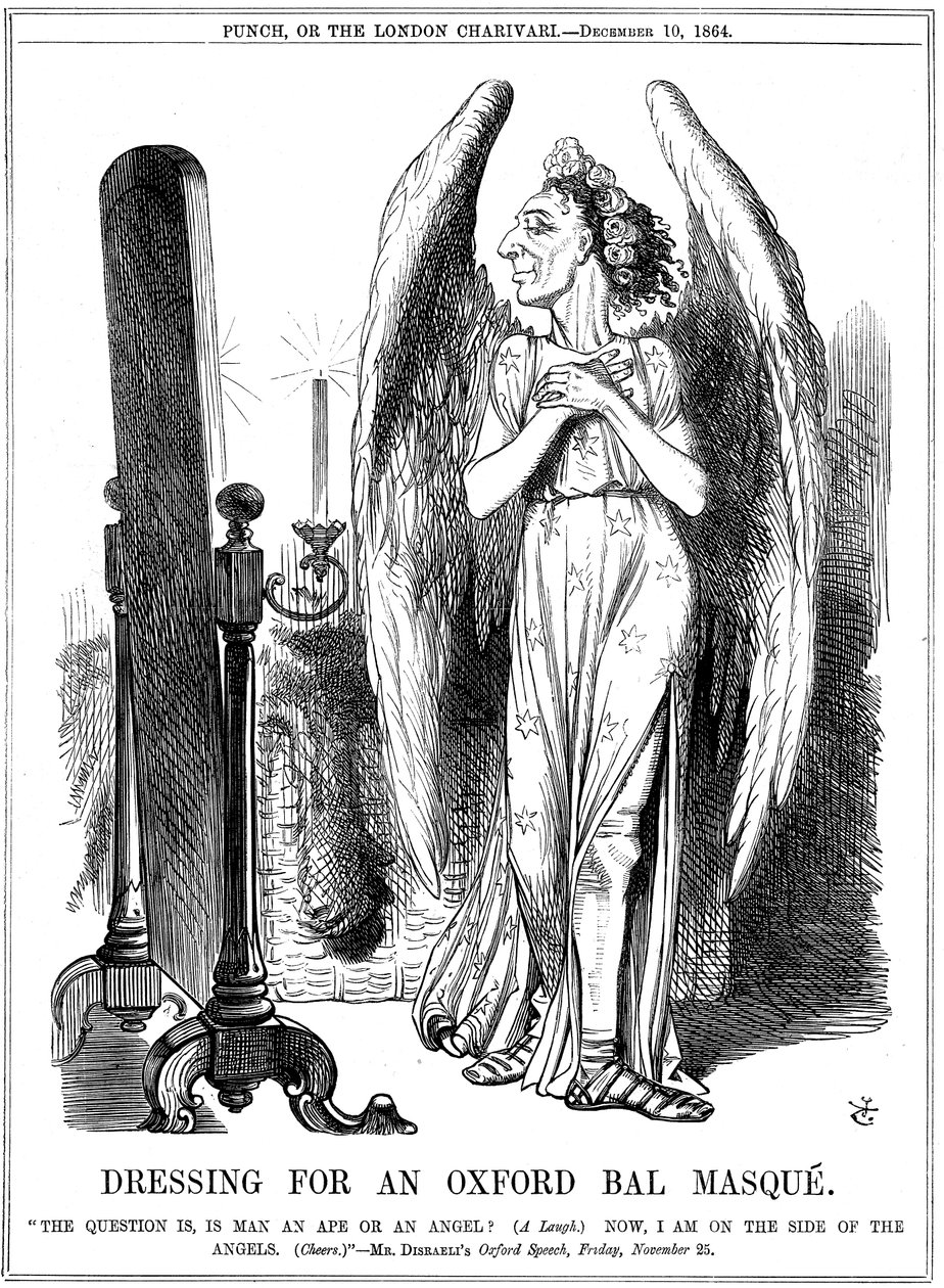 Benjamin Disraeli, conservador britânico, desenho animado de Punch, 1864 de John Tenniel