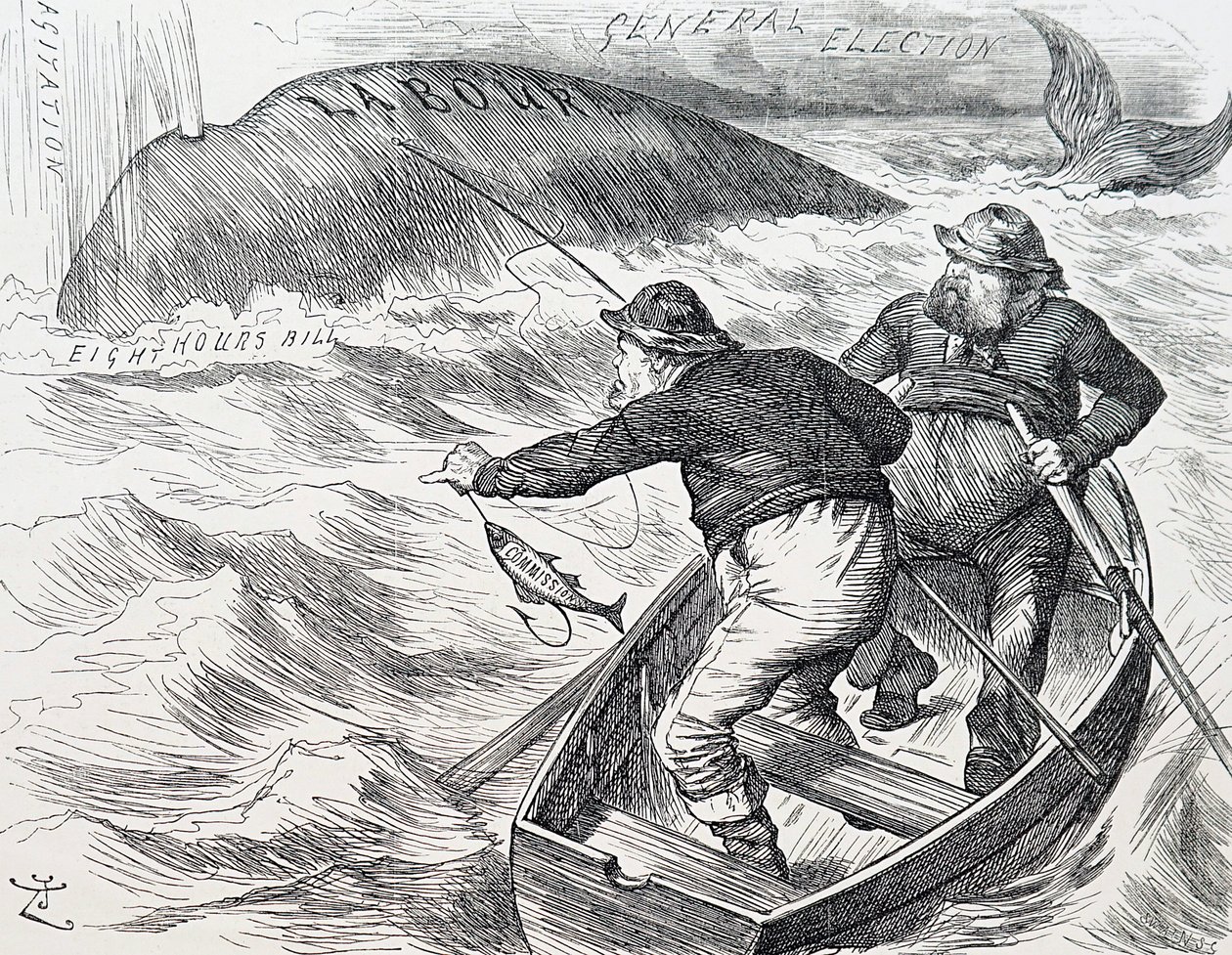 Desenho animado de John Tenniel, ilustrador inglês, humorista gráfico e caricaturista político. 1/1/1891 (gravura) de John Tenniel