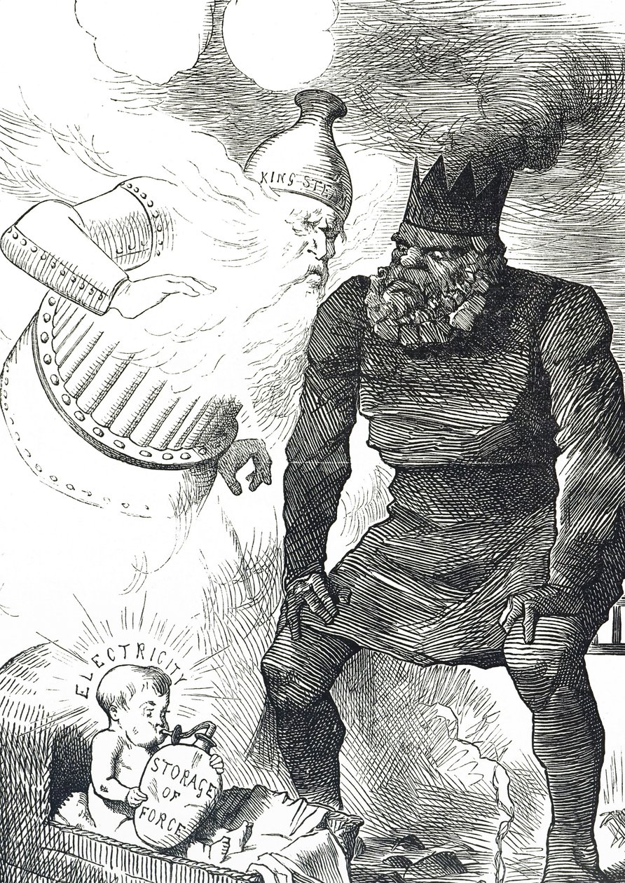 Comentário de banda desenhada sobre a infância da electricidade de John Tenniel