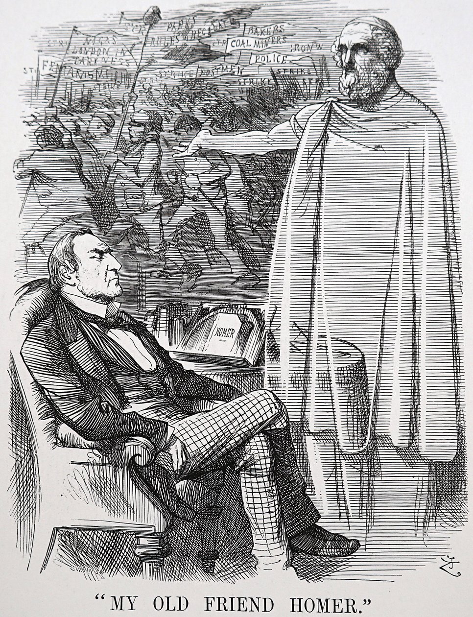 O velho amigo de Gladstone, Homer. de John Tenniel