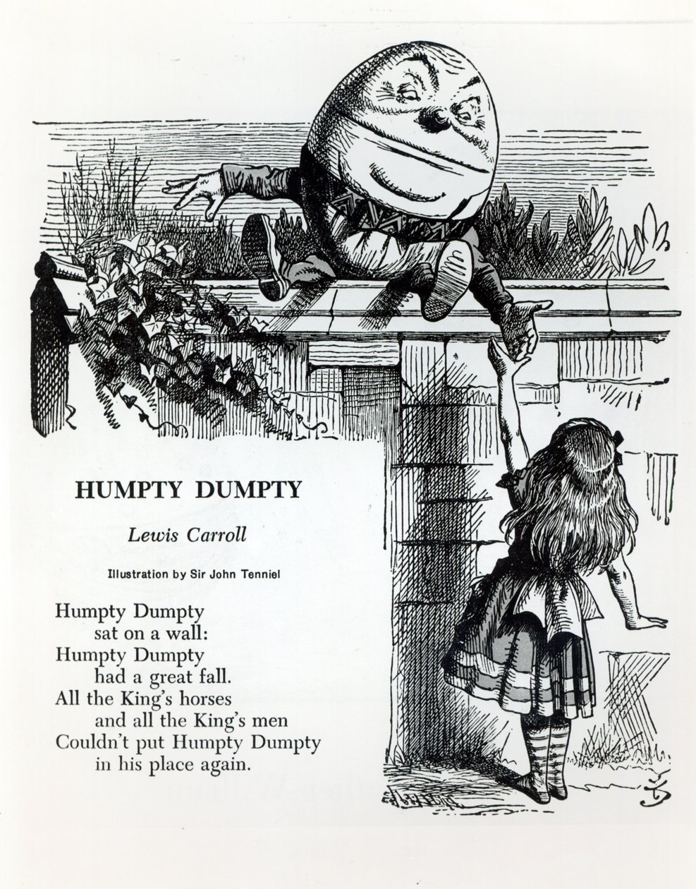 Humpty Dumpty, ilustração para a canção de ninar de Lewis Carroll (1832-98) de John Tenniel