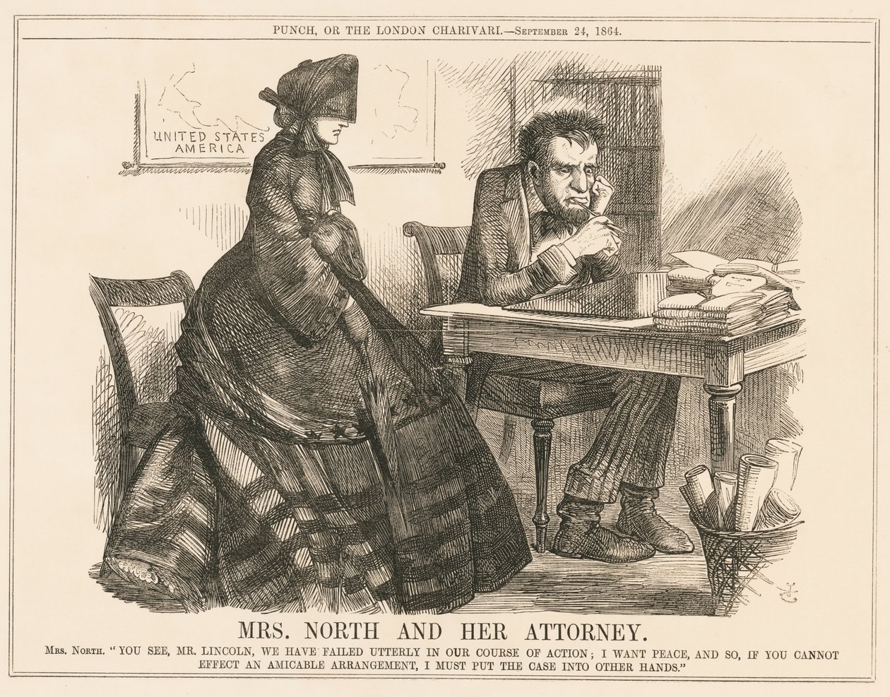 A Sra. North e o seu advogado de John Tenniel