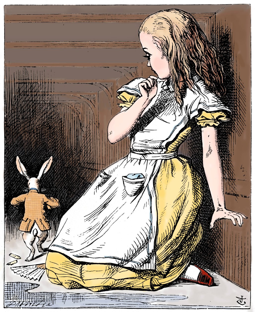 Cena de Alices Adventures in Wonderland por Lewis Carroll, 1865 de John Tenniel