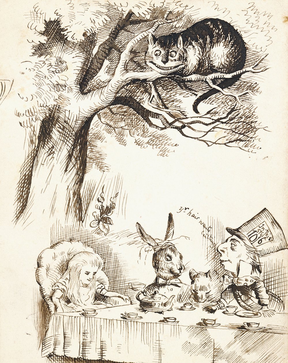 Cena da festa do chá do Chapeleiro Maluco, c.1865 de John Tenniel